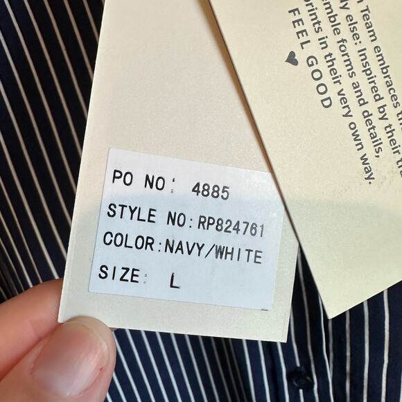 Grand & Greene Striped button up Long Sleeve Shirt Blue and White L - Picture 3 of 8